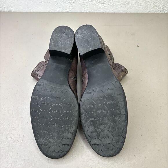 Triver Flight Gray Leather Wingtip Brogue Zip Ankle Bootie Womens Size 6.5/37 - Picture 8 of 11